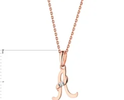Zawieszka z różowego złota z diamentem - litera A - 0,004 ct - próba 585
