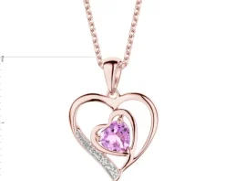 Zawieszka z różowego złota z diamentem i ametystem - próba 375