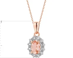 Zawieszka z różowego złota z diamentami i morganitem - próba 585