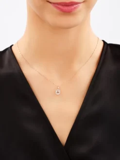 Zawieszka z różowego złota z diamentami i morganitem - próba 585