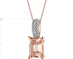 Zawieszka z różowego złota z brylantami i morganitem - próba 585
