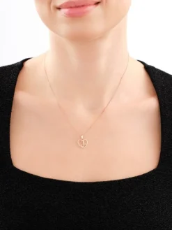 Zawieszka z różowego złota z diamentem - litera J, serce - 0,005 ct - próba 375