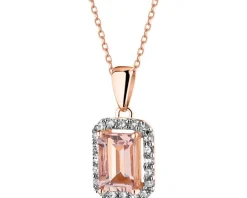 Zawieszka z różowego złota z diamentami i morganitem - próba 585