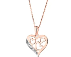 Zawieszka z różowego złota z diamentem – serca - 0,002 ct - próba 585