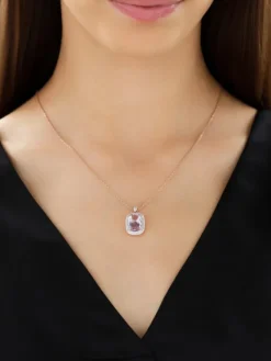 Zawieszka z różowego złota z brylantami i ametystem - próba 585