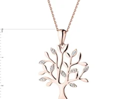 Zawieszka z różowego złota z diamentami - drzewko - 0,01 ct - próba 585