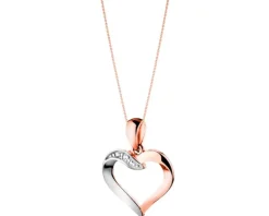 Zawieszka z różowego złota z diamentem - serce - 0,002 ct - próba 585