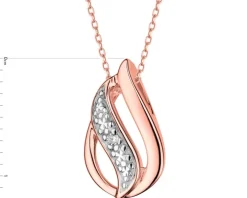 Zawieszka z różowego złota z diamentem - 0,006 ct - próba 375