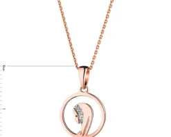 Zawieszka z różowego złota z diamentami - medalik Matka Boska - 0,006 ct - próba 375