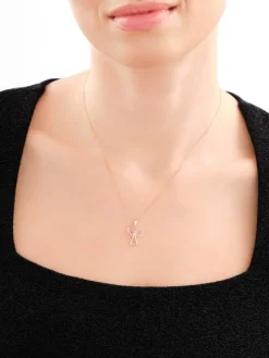 Zawieszka z różowego złota z diamentem - aniołek, serce - 0,003 ct - próba 375