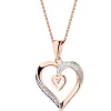 Zawieszka z różowego złota z diamentami - serca - 0,01 ct - próba 585