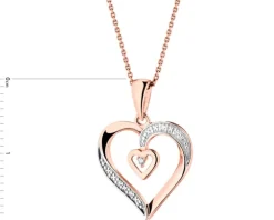 Zawieszka z różowego złota z diamentami - serca - 0,01 ct - próba 585