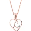 Zawieszka z różowego złota z diamentem - litera L, serce - 0,005 ct - próba 375