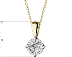 Zawieszka z żółtego i białego złota z brylantem - 0,08 ct - próba 585