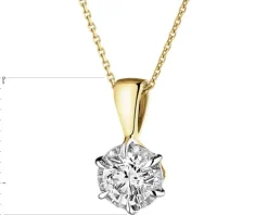 Zawieszka z żółtego i białego złota z brylantem - SI2/H - 0,50 ct - próba 585