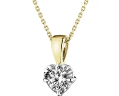 Zawieszka z żółtego i białego złota z brylantem - serce - 0,23 ct - próba 585