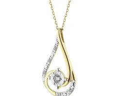 Zawieszka z żółtego i białego złota z diamentami - 0,06 ct - próba 585