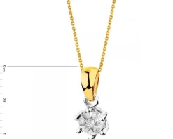 Zawieszka z żółtego i białego złota z brylantami - 0,06 ct - próba 585