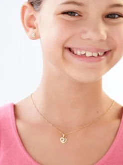 Zawieszka z żółtego i białego złota z brylantem - serce - 0,01 ct - próba 375