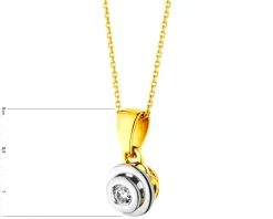 Zawieszka z żółtego i białego złota z brylantem - 0,07 ct - próba 585