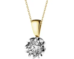 Zawieszka z żółtego i białego złota z brylantem - SI2/H - 1,00 ct - próba 750
