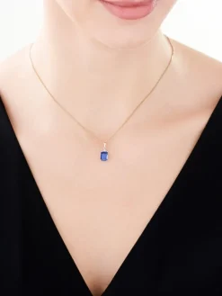 Zawieszka z żółtego i białego złota z diamentem i szafirem syntetycznym - próba 375