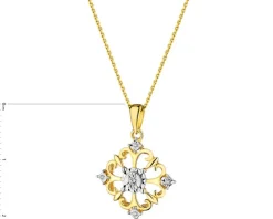 Zawieszka z żółtego i białego złota z brylantami - 0,03 ct - próba 375