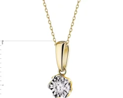 Zawieszka z żółtego i białego złota z brylantem - 0,10 ct - próba 585