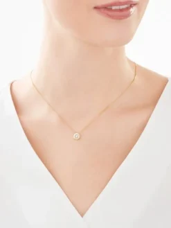 Zawieszka z żółtego i białego złota z brylantem - 0,02 ct - próba 585