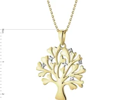 Zawieszka  z żółtego z diamentami - drzewko - 0,01 ct - próba 375