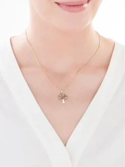 Zawieszka  z żółtego z diamentami - drzewko - 0,01 ct - próba 375