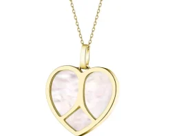 Zawieszka z żółtego złota z brylantem i masą perłową - serce - próba 585