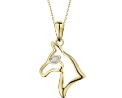 Zawieszka z żółtego złota z brylantem - koń - 0,01 ct - próba 375