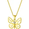 Zawieszka z żółtego złota z brylantem - motyl - 0,01 ct - próba 375