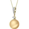 Zawieszka z żółtego złota z brylantami i perłą Golden South Sea - próba 585