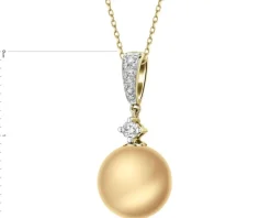 Zawieszka z żółtego złota z brylantami i perłą Golden South Sea - próba 585