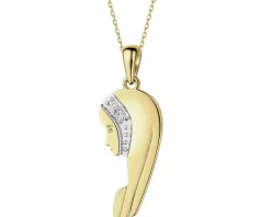 Zawieszka z żółtego złota z brylantami - medalik Matka Boska - 0,01 ct - próba 585