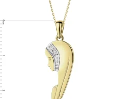 Zawieszka z żółtego złota z brylantami - medalik Matka Boska - 0,01 ct - próba 585