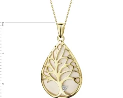 Zawieszka z żółtego złota z brylantem - drzewko - 0,008 ct - próba 585