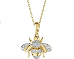 Zawieszka z żółtego złota z brylantami - pszczółka - 0,13 ct - próba 585