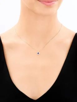 Zawieszka z żółtego złota z brylantami i szafirem - próba 585