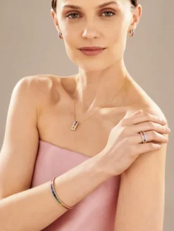 Zawieszka z żółtego złota z brylantami i szafirami kolorowymi - próba 585