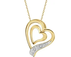 Zawieszka z żółtego złota z brylantami - serca - 0,01 ct - próba 585