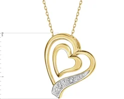 Zawieszka z żółtego złota z brylantami - serca - 0,01 ct - próba 585