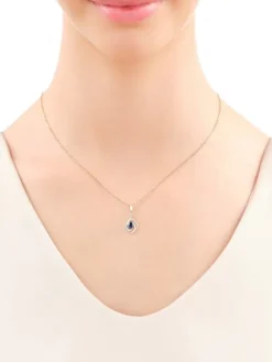 Zawieszka z żółtego złota z brylantami i szafirem syntetycznym - próba 585