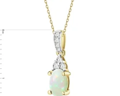 Zawieszka z żółtego złota z brylantami i opalem - próba 585