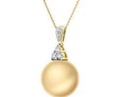 Zawieszka z żółtego złota z brylantami i perłą Golden South Sea - próba 585