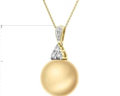 Zawieszka z żółtego złota z brylantami i perłą Golden South Sea - próba 585