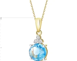 Zawieszka z żółtego złota z brylantami i topazem - próba 585