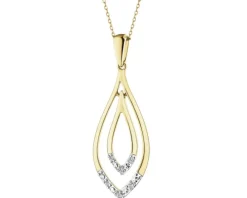 Zawieszka z żółtego złota z brylantami - 0,05 ct - próba 585